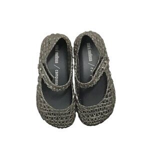 Little Girls Mini Melissa Campana Papel Vegan Silver Jelly Shoes Sz 9-EUR 25/26